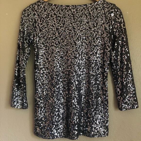 J. Crew Sequin Dark Gray Top Blouse XXS Oversized Holiday Glam NYE Party - Picture 4 of 6
